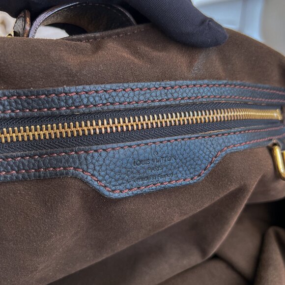 Authentic Louis Vuitton Mahina hobo L Leather monogram dark blue bag B0905 - Picture 12 of 16